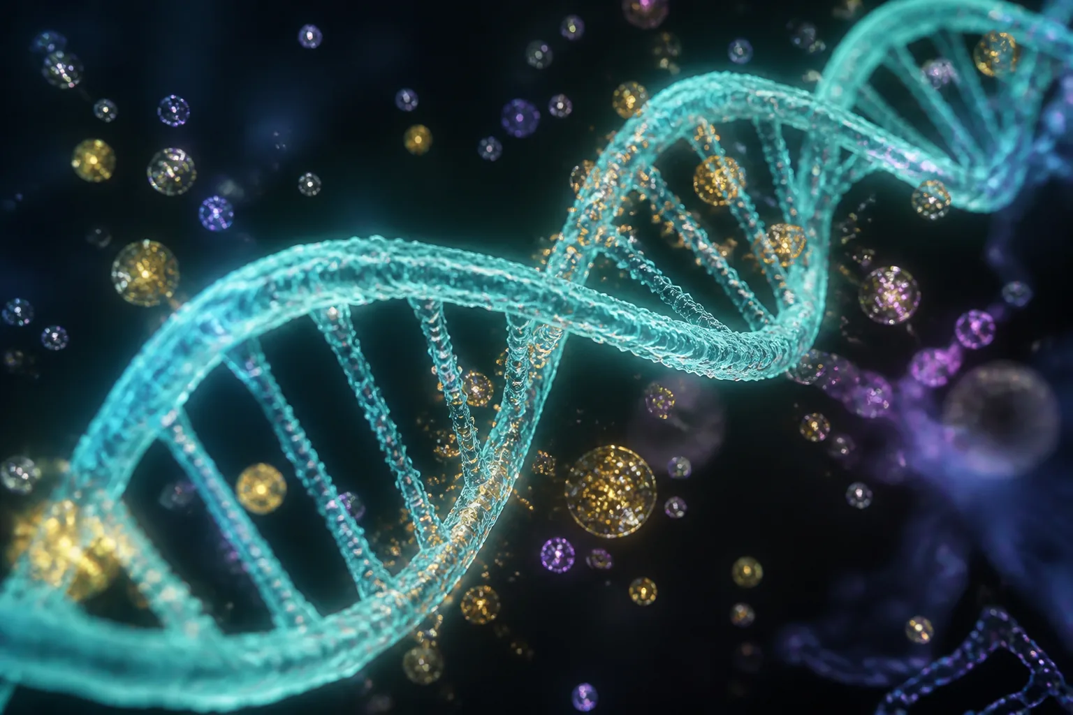 DNA helix with nutrient spheres